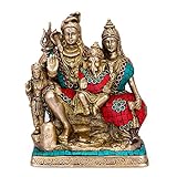 craftvatika Hindu Gott Shiva Familie Statue Shiva Parvati Ganesha Skulptur Messing Herr, Gott, Gottheit Figur