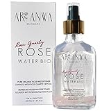 ARI ANWA Skincare Hochwertiges Rosenwasser Spray mit Rosenquarz Kristallen - 100% natrliches Gesichtswasser - BIO-Zertifiziert - Abgefllt in wiederverwendbare Glasflasche 100ml