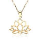 VONALA Yoga Lotus Flower Anhänger Halskette Sterling Silber für Frauen Mädchen