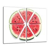 Herdabdeckplatten Schneidebrett Spritzschutz Set 2x30x52 | Bild auf Glas | Sicherheitsglas Gehärtetes Glas Bild | Motiv Wassermelone