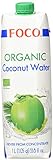FOCO Bio Kokoswasser, pur, erfrischender Durstlöscher, Sportgetränk, kalorienarm, von Natur aus vegan, 100 % Kokosnusswasser - 6 x 1 l