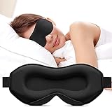 Umisleep Schlafmaske für Seitenschläfer, 3D-Augenhöhlen und verstellbares Gummiband, lichtblockierend und atmungsaktiv, Augenmaske für Männer und Frauen, geeignet für Reise-Yoga, Schwarz