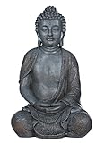 Anbobo Buddha NF13106 Steingrau Figur XL44 cm hoch Statue groß Büste Gartendekoration aus Kunststein