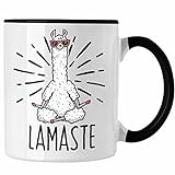 Trendation - Llama Meditations-Tasse Geschenk fr Meditationsliebhaber Meditieren (Schwarz)