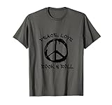 Peace Love and Rock'n'Roll Spruch Rocker-Motiv T-Shirt