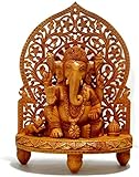 craftvatika 30,5 cm Große Ganesha Statue Holz – handgeschnitzt – Lord Ganesha Skulptur aus Holz Elefant Hindu Deity God Figur Tempel