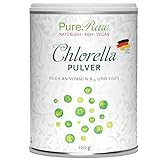 Chlorella Pulver aus Deutschland - Regional, Rein & Kontrolliert (Roh Vegan) Chlorella Algen reich an Vitamin B12 Eisen Chlorophyll Spermidin - Grne Mikroalge Chlorella Vulgaris Powder | PureRaw 120g