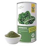 Raab Vitalfood Bio Grünkohl-Pulver aus Deutschland, frei von Zusätzen, vegan, glutenfrei, enthält natürlicherweise Calcium, 190 g Pulver Dose, Grünkohl aus Deutschland