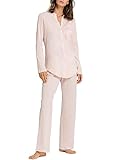 HANRO Damen Cotton Deluxe Pyjama 1/1 Arm Zweiteiliger Schlafanzug, Rosa (Crystal Pink 071334), 44 (Herstellergröße: M)