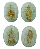 Hormonize Aventurine Stein Set von 4 Stuck Karuna Symbol Reiki Healing Kristall Spiritual Geschenk Balancing