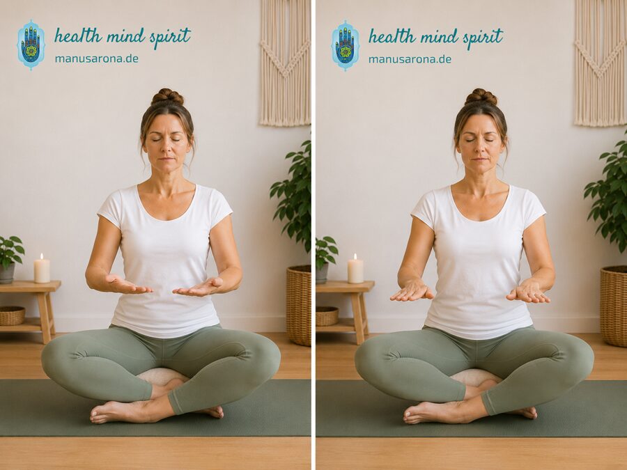 Nadabrahma Meditation: Anleitung & Wirkung der transformierenden Summ-Meditation MANU SARONA • health mind spirit • Dein Blog für ganzheitliches Wohlbefinden Nadabrahma Meditation Phase 2 Handbewegungen